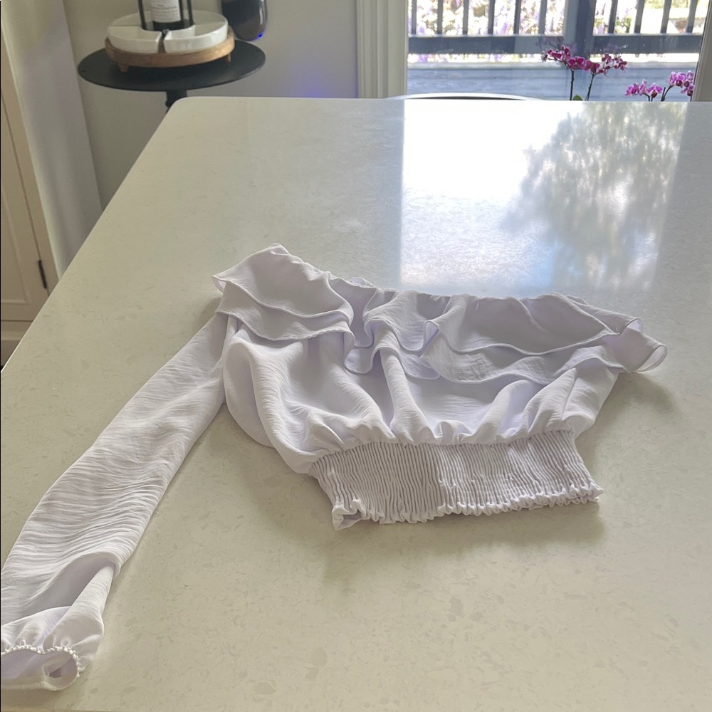 White Ruffled Off-Shoulder Top